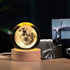 Lámpara de Luna Galáctica en Cristal 3D