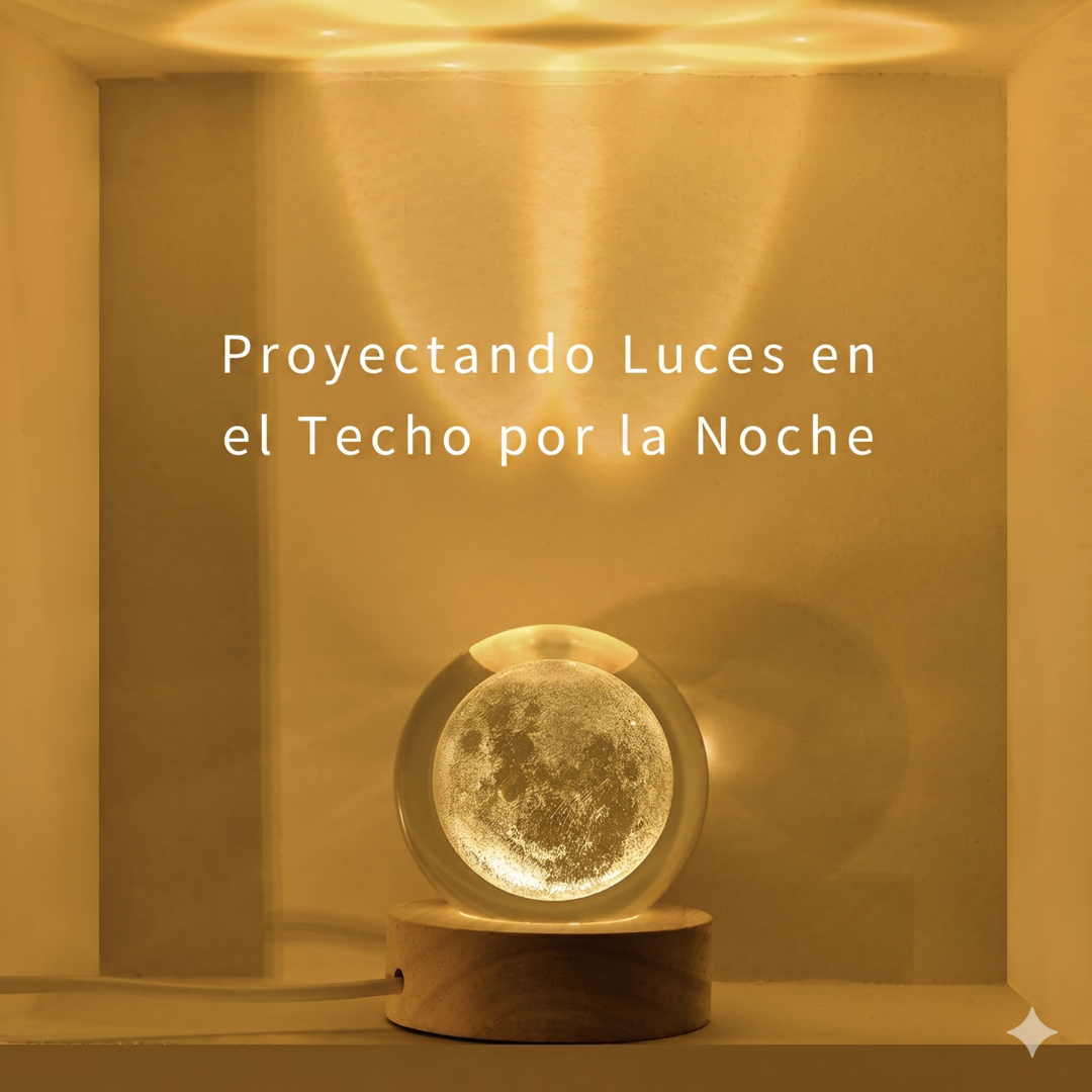 Lámpara de Luna Galáctica en Cristal 3D